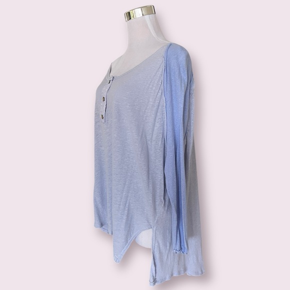 Free People We The Free Blue Grand Slam Henley Top - Picture 3 of 4